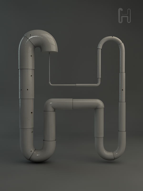 Grow typography-亮晶晶的水管字体设计---酷图编号25