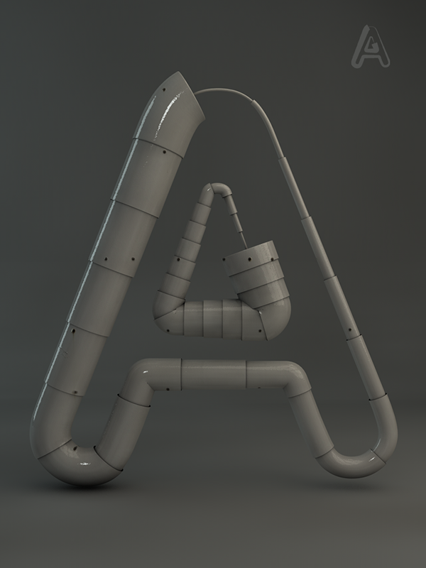 Grow typography-亮晶晶的水管字体设计---酷图编号16