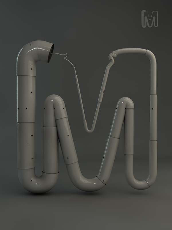 Grow typography-亮晶晶的水管字体设计---酷图编号1