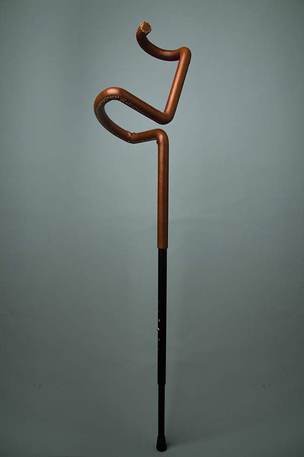 Flamingo弯曲的皮革线性金属拐杖---酷图编号4