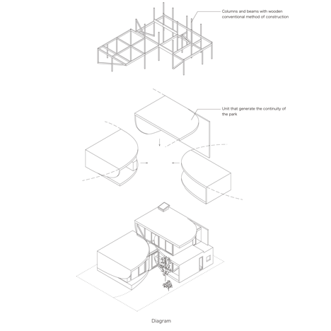 弯曲的墙壁公园公寓-在日本滋贺县琵琶湖,视图附近是一个绿意葱葱公园,房屋有一排瓷砖斜屋顶,白色的墙壁,木地板,创造了与当地强烈的绿化视觉连接---酷图编号1120199