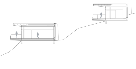 爱建筑完成的两个半部房子-建立在陡峭的斜坡峡谷边,有两个玻璃门,适应一个家族三代的。它包括两栋楼,一个车库延伸到山边。奥地利Love Architecture工作室作品---酷图编号1121956