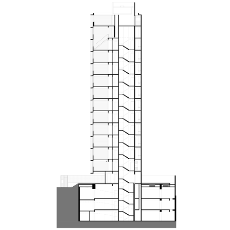 穿孔屏木制百叶窗公寓楼-居民可以通过百叶窗来控制自己的日光生活空间,顶部具有较大的复式占据结构。---酷图编号1123364