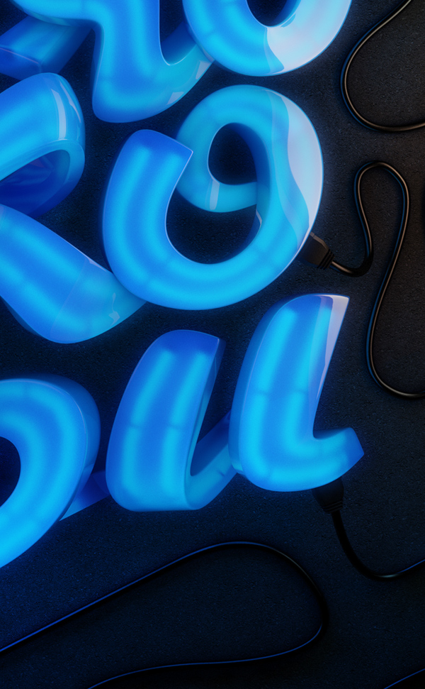 Yorokobu Magazine-蓝色立体霓虹灯设计---酷图编号2