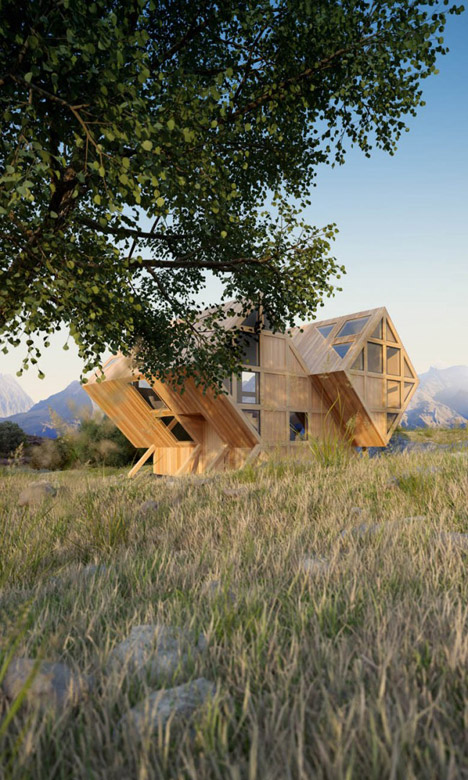 概念的木制住宅-有两个45度长方体-乌克兰Kostiantyn Kuvika建筑师作品---酷图编号7