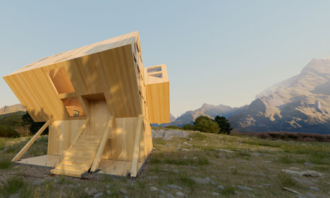 概念的木制住宅-有两个45度长方体-乌克兰Kostiantyn Kuvika建筑师作品---酷图编号1