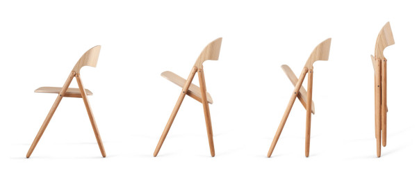 传统的木质折叠椅-桦木层做弯曲的座位与橡木做贴面。在不使用时,椅子可以很容易地折叠起来,可以存放在任何空间狭小的地方或挂在墙壁上,不占用任何地面空间。---酷图编号1131741