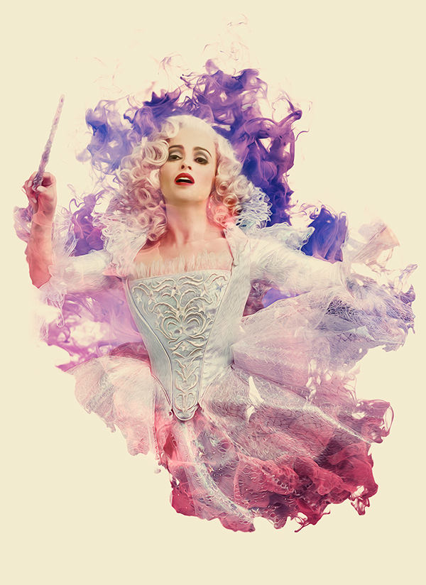 Cinderella-水墨烟雾女性人像插画---酷图编号1