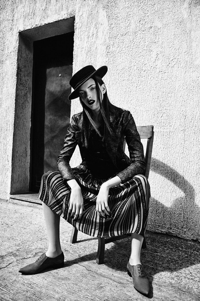 克拉丽斯-OK杂志-都市休闲的黑白外观---酷图编号8