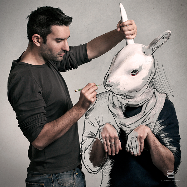 虚实生活人像素描作品---酷图编号7