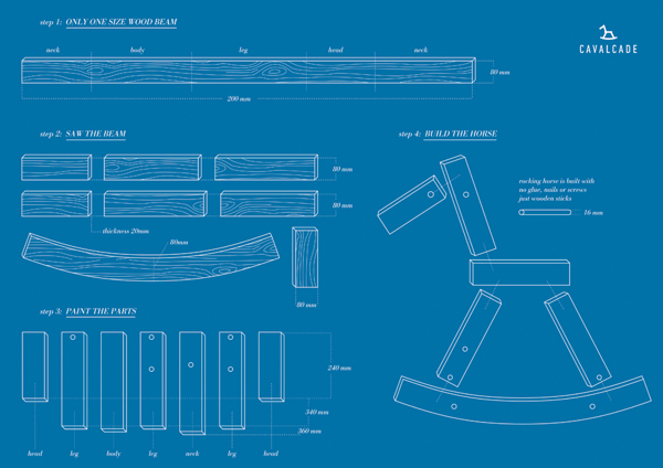 Cavalcade-摇摆的动物木马玩具。每款动物都取自单一的实木板,切割并涂上不同的颜色来彼此区分动物---酷图编号9