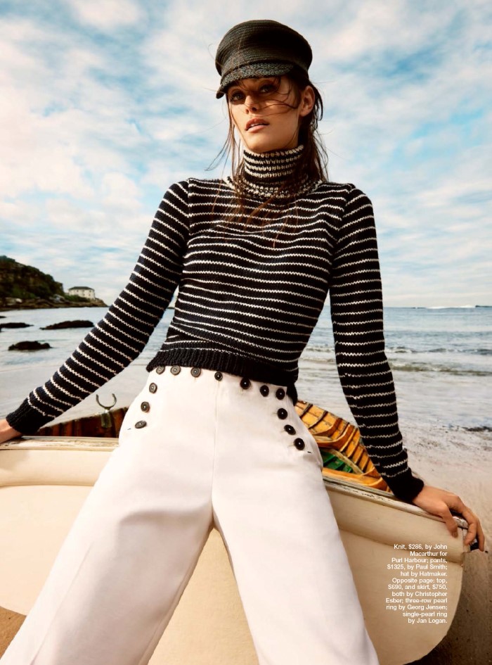 珍娜・克莱因-嘉人Marie Claire澳大利亚2015年九月-别致的海边外观---酷图编号1