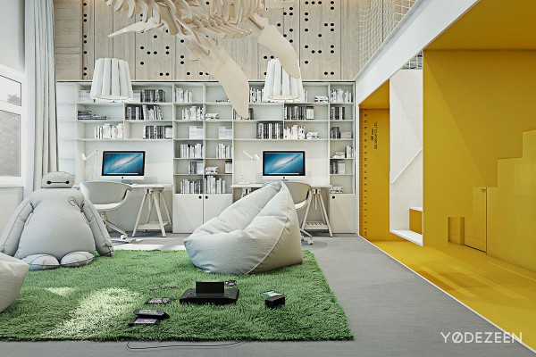 一个友好的儿童乐园公寓设计,有很多好玩的功能。不但有开放的通风地方,还有很多色彩鲜艳温馨儿童玩具---酷图编号28