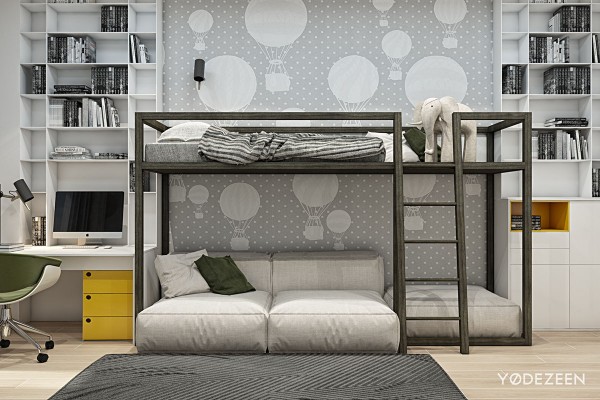 一个友好的儿童乐园公寓设计,有很多好玩的功能。不但有开放的通风地方,还有很多色彩鲜艳温馨儿童玩具---酷图编号16