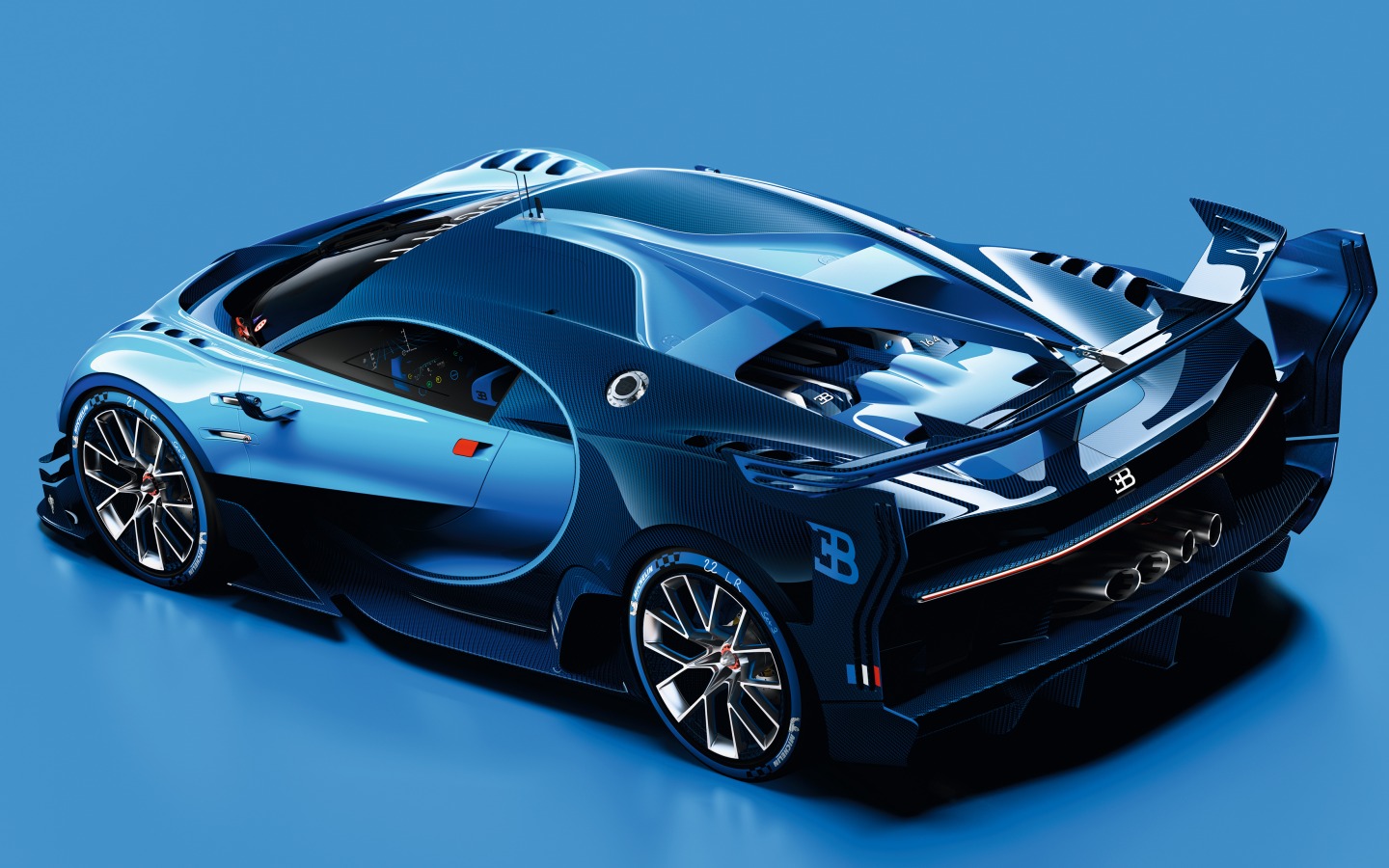 高清晰蓝色布加迪vision gt超级跑车锁屏壁纸下载
