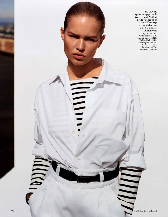 安娜・尤尔斯-Vogue英国-春天大胆的条纹线性时装秀---酷图编号7
