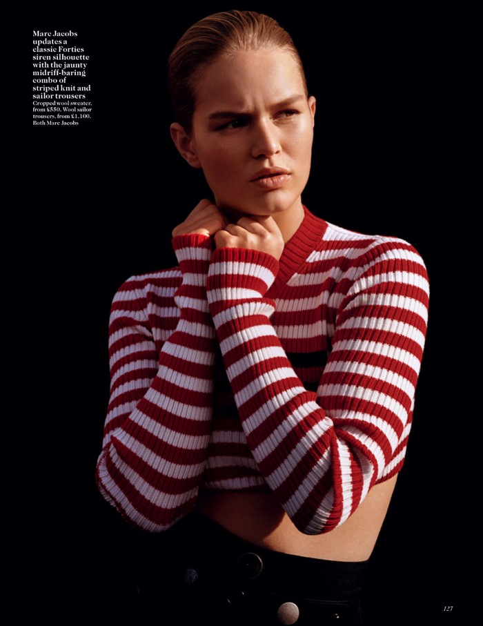 安娜・尤尔斯-Vogue英国-春天大胆的条纹线性时装秀---酷图编号6