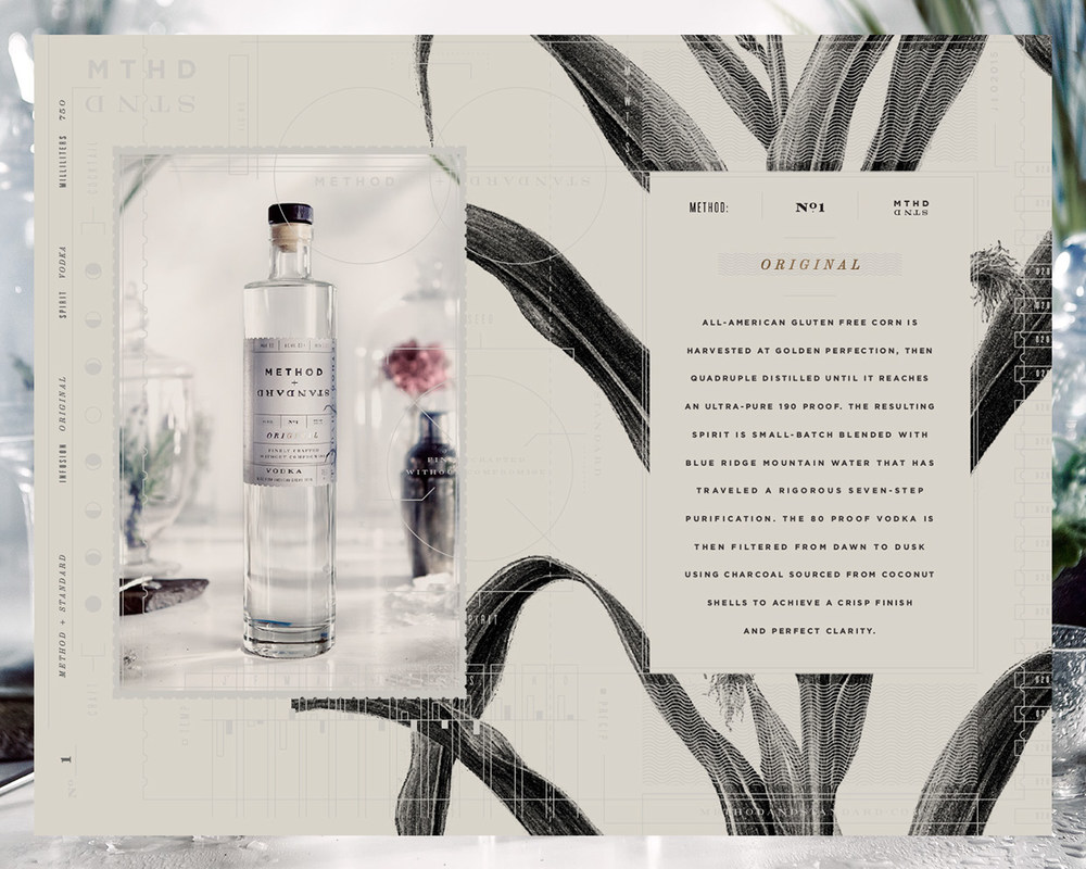 Method + Standard-伏特加酒包装设计-采用新鲜的苹果,肉桂,和成熟的草莓为原料发酵而成。透明的瓶子,闪闪发光的颜色是引诱消费者体验一个精品精神---酷图编号1153237