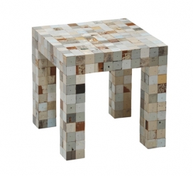 边角料家具-荷兰设计师Piet Hein Eek（海恩伊克)创造了木头小方块马赛克家具集合-都是从废旧木家具回收废料，然后剪切精心粘合在一起制成