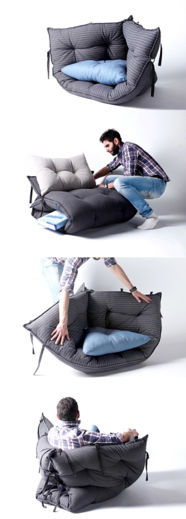变形多功能光软垫的多功能床家具-可以很自由地变成椅子或床
