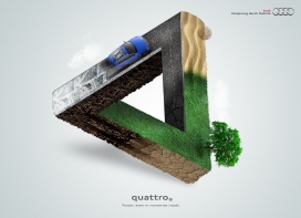 AUDI奥迪QUATTRO汽车平面广告