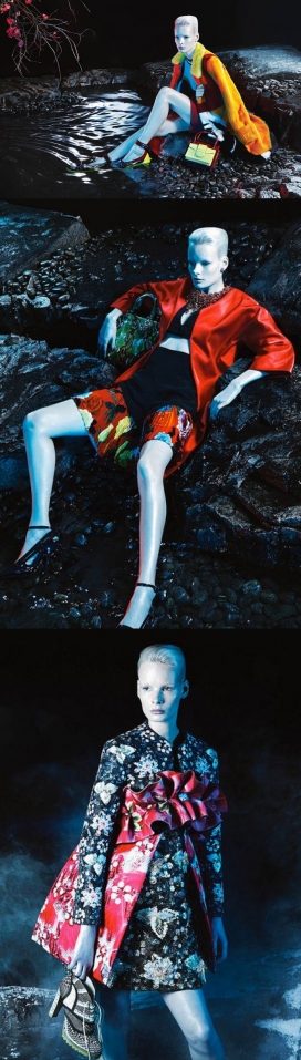 黑暗剧-WSJ杂志人像-大胆的色彩版画时装秀