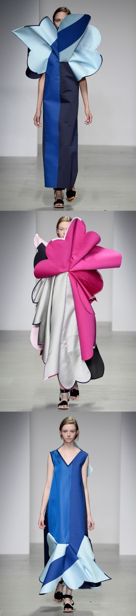 伦敦时装周-阿达梅克毕业生时装系列-巨大的缎花时装秀