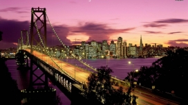 旧金山湾跨海大桥夜景壁纸