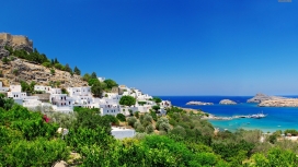 希腊罗得岛小镇壁纸