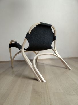 Bendmark木角弯曲靠背椅设计