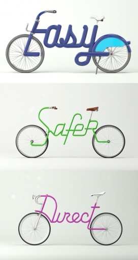 伦敦交通局-创意自行车字母设计