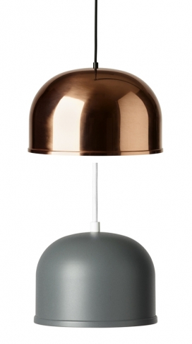 口钟形灯罩设计-丹麦设计师Grethe Meyer作品-简单的圆形阴影，有两种尺寸，并可以在在钢灯罩上涂上灰色，白色，绿色或浅灰色，以免适应你的家居环境