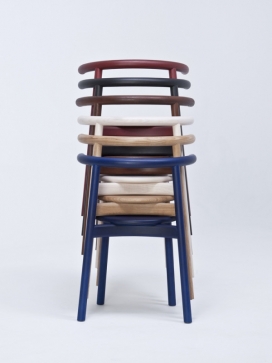 Solo凳-德国设计师Nitzan Cohen作品-专注于制造高品质的木制家具，椅子上的一个最大特点是皮革镶嵌，是完全集成在座椅表面，以及在座椅靠背的一个精细缝制皮革装饰