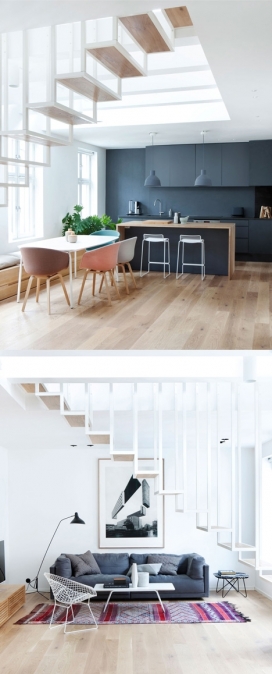 浮动钢楼梯十九世纪公寓建筑