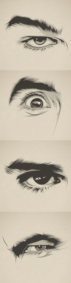 看着我！ 各种神态的眼睛睫毛插画