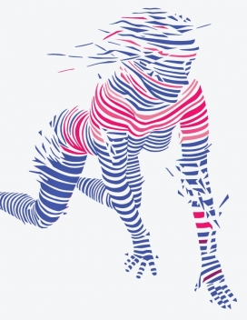 Girl in strips斑马条纹人像插画