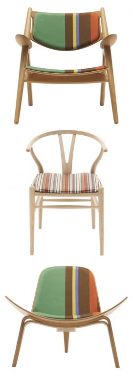 经典的大条纹面料家具设计-庆祝韦格纳诞辰100周年之际-丹麦Hans J. Wegner工业设计师作品