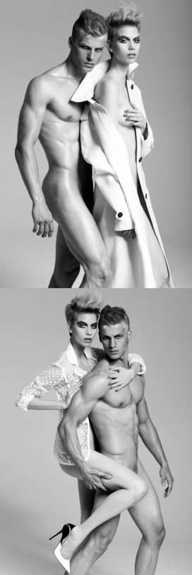 editorial-潮男潮灰白女人像