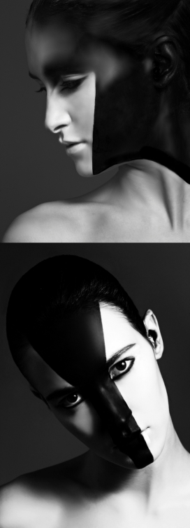 BEauty-时尚黑白人脸彩妆摄影