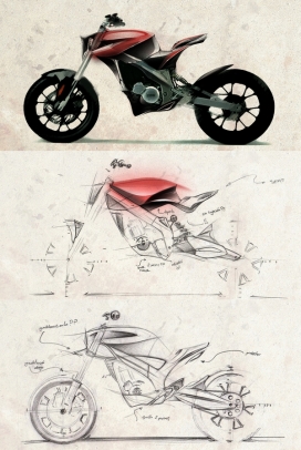 都市丛林Derbi概念越野摩托车手绘插画设计