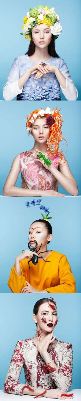 迷彩春-摄影师借用许多动植物装饰物来做装饰