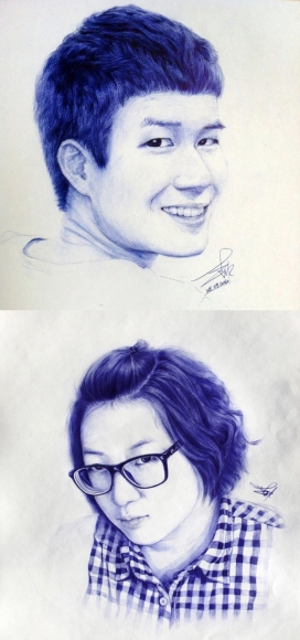 蓝色习作-人物肖像插画