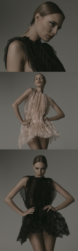 薄纱纸礼服-德国时装设计师Jule Waibel作品-复杂的褶纸礼服