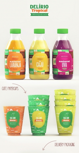 里约热内卢Delírio Tropical餐厅品牌设计-专注于沙拉和天然产品，饱和和鲜艳的色彩使整个品牌设计体现精华的乐趣和健康的方式