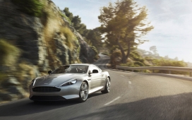 银色高清晰阿斯顿・马丁DB9跑车正侧面壁纸