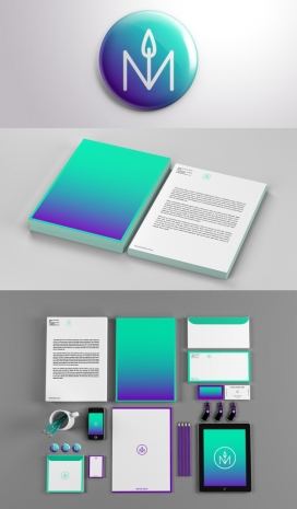 一个现代化醒目的明亮色彩标识