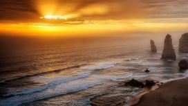 可爱的海洋日落岩石