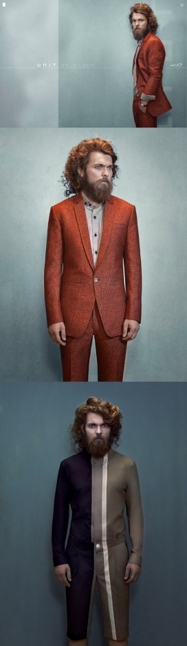 金色卷发型男时装秀