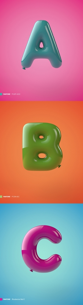 Balloon晶莹玻璃字母设计