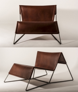 手工缝制皮革的金属结构椅
